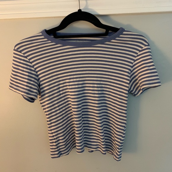 Brandy Melville Tops - blue and white striped brandy melville t shirt